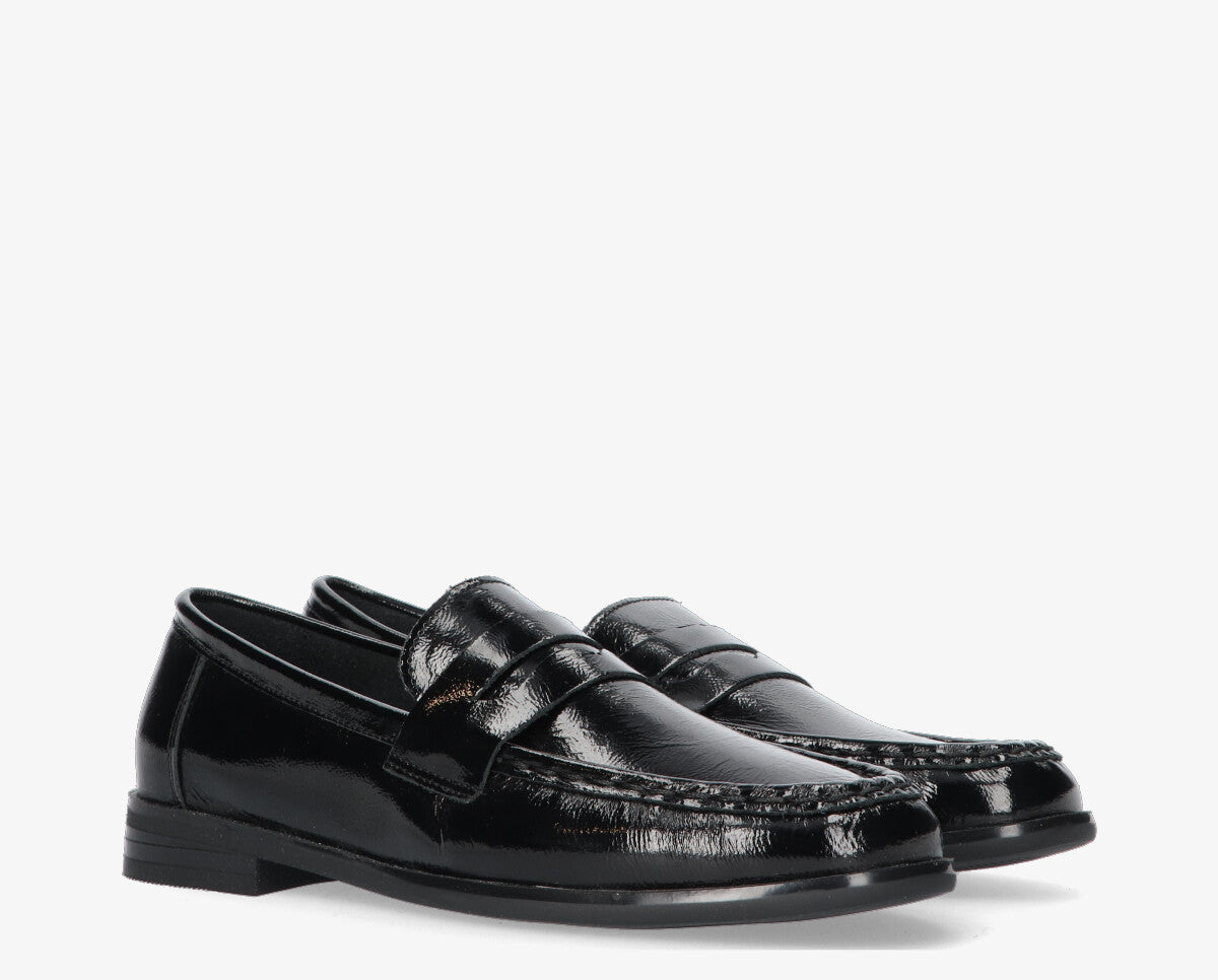 Anica 1-a black patent leather loafer - black sole