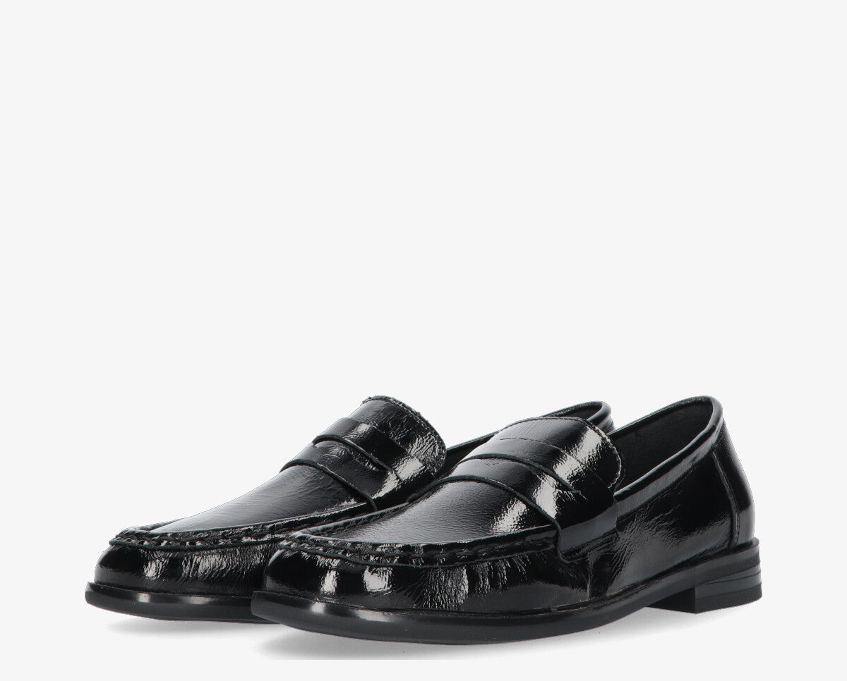 Anica 1-a black patent leather loafer - black sole