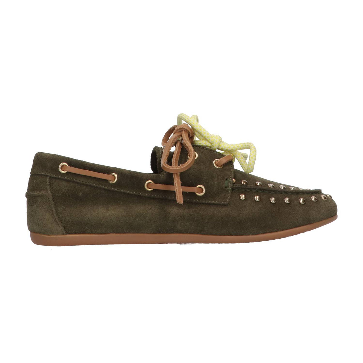 Jeanne 5-f khaki suede loafer studs - gum sole