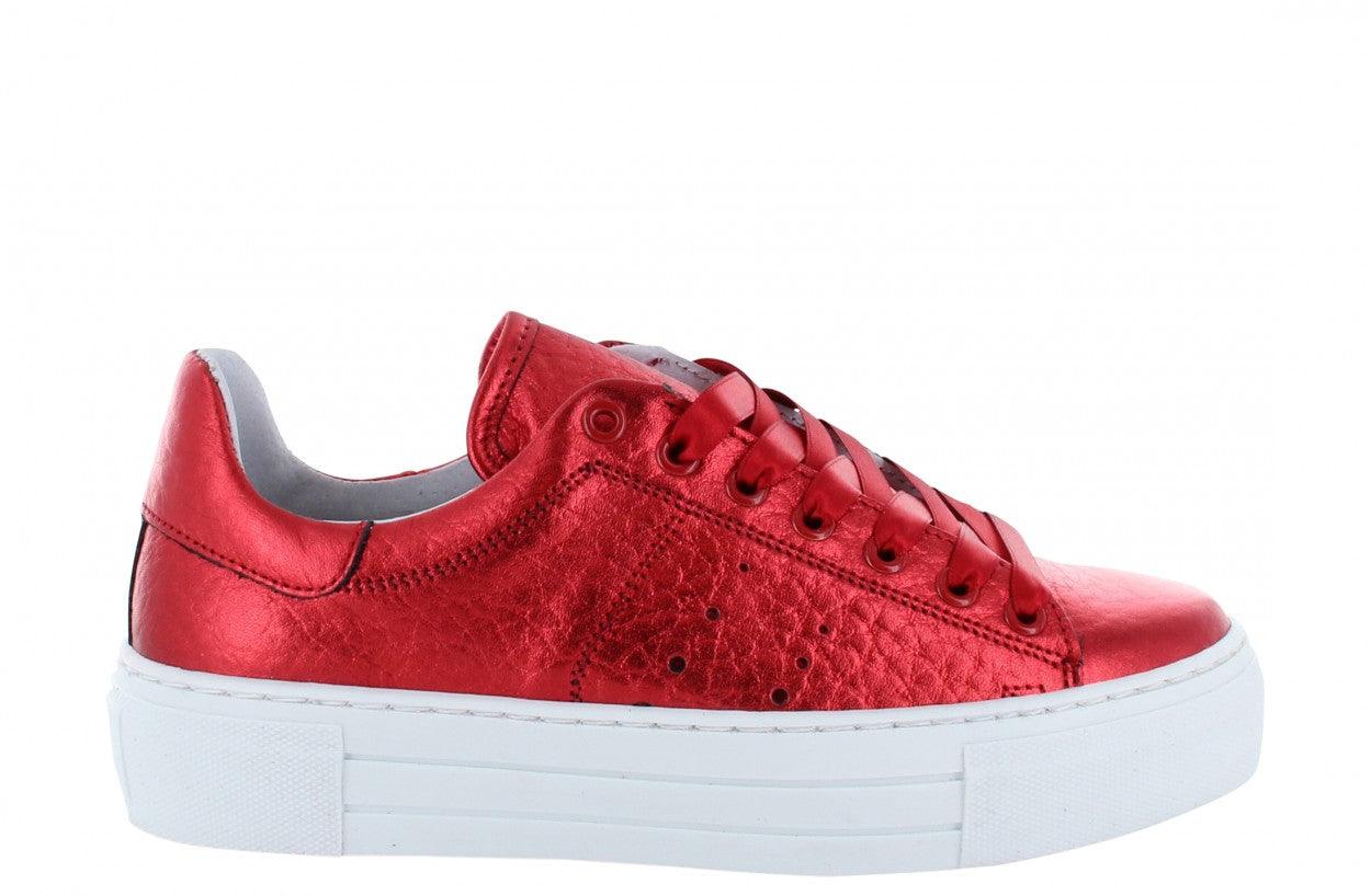 Katja 4-m red tumbled metallic leather - white sole - Tango Shoes