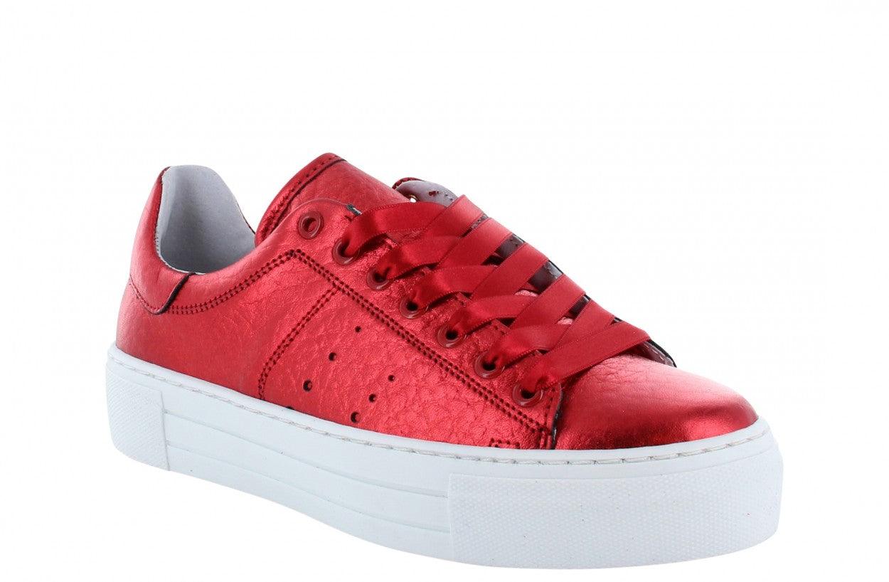 Katja 4-m red tumbled metallic leather - white sole - Tango Shoes