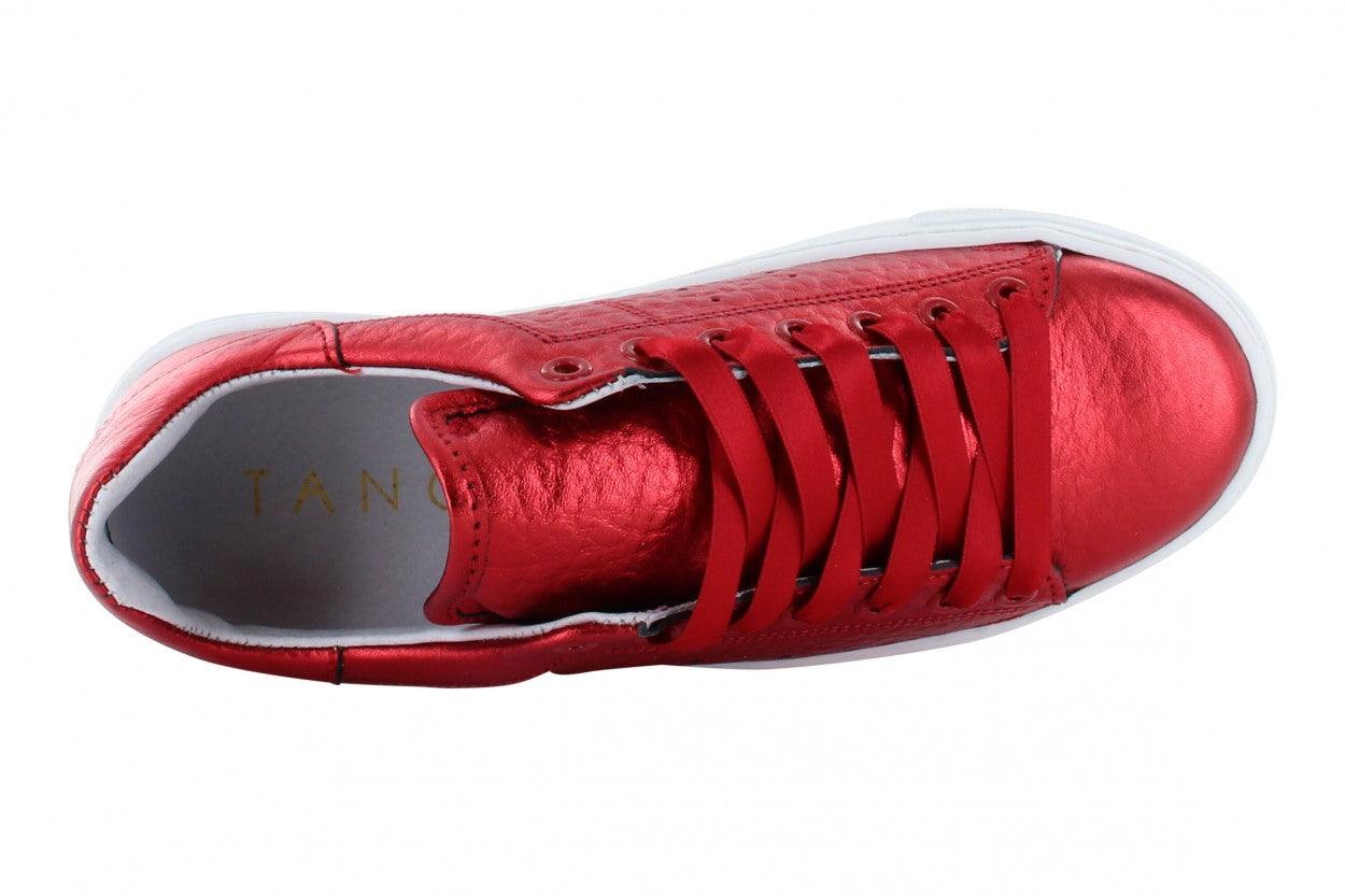 Katja 4-m red tumbled metallic leather - white sole - Tango Shoes