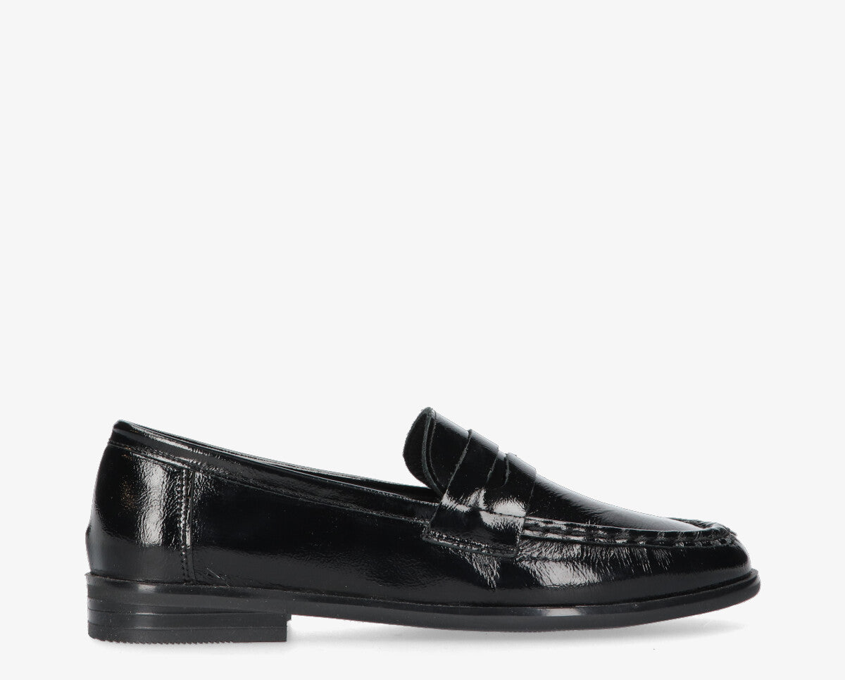 Anica 1-a black patent leather loafer - black sole