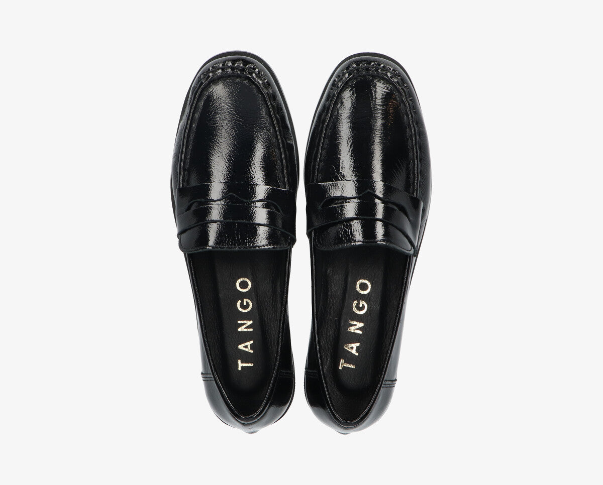 Anica 1-a black patent leather loafer - black sole