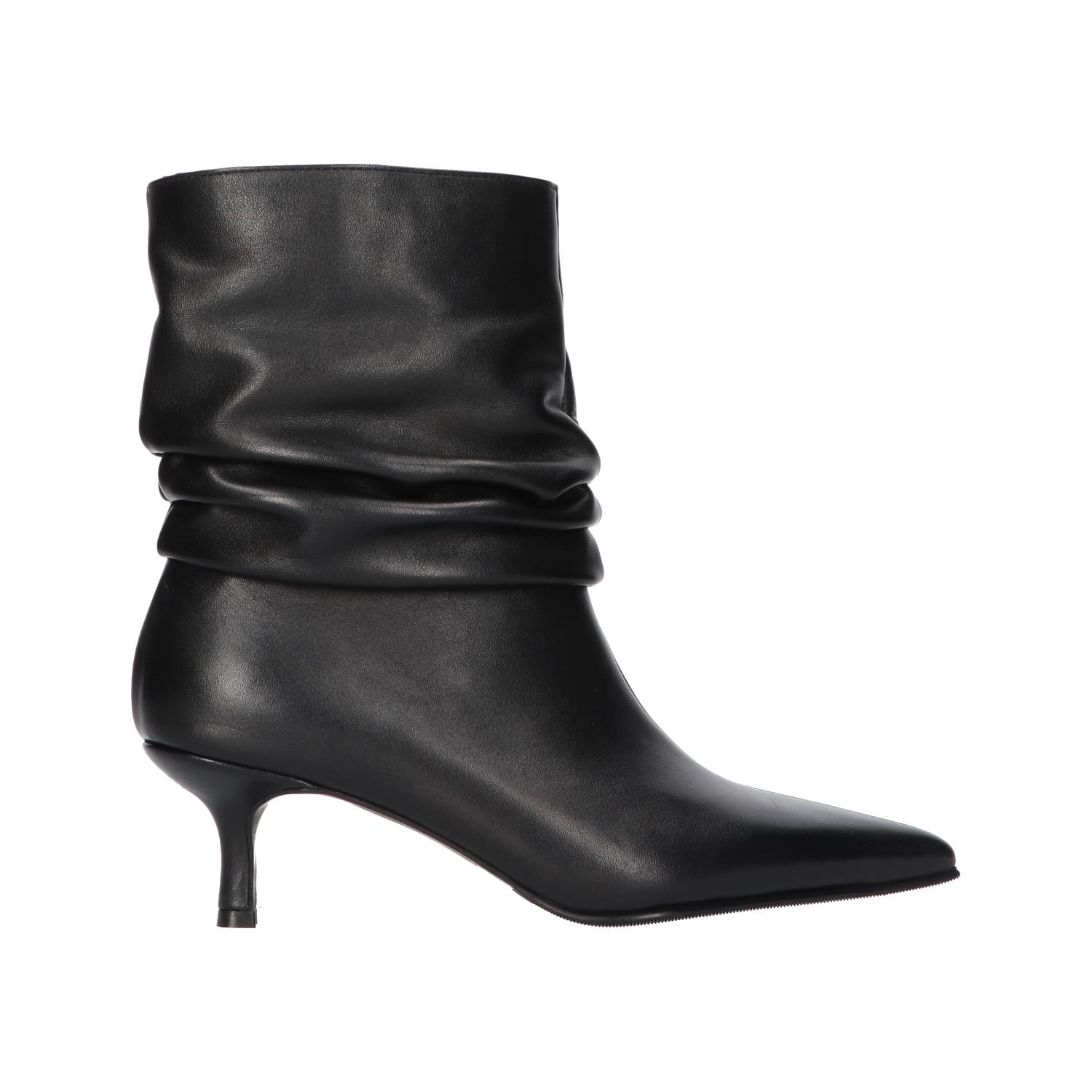 Faya 1-d black leather short wrinkle boot