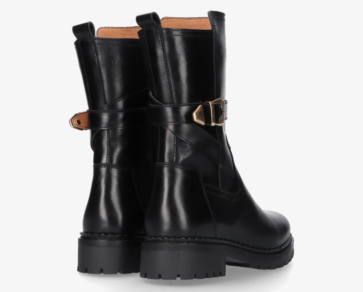 Julie 627-a black leather buckle boot PRE-ORDER - black sole