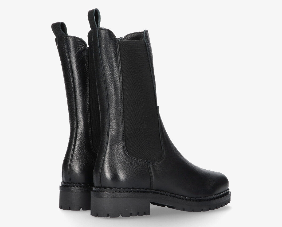 Julie 608-a black leather high chelsea boot PRE-ORDER- black sole