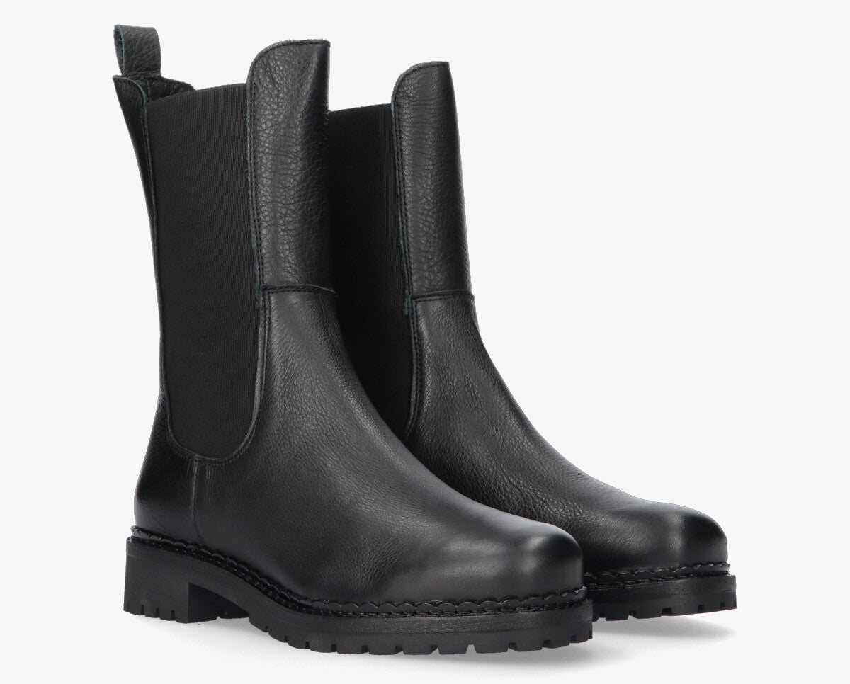 Julie 608-a black leather high chelsea boot PRE-ORDER- black sole