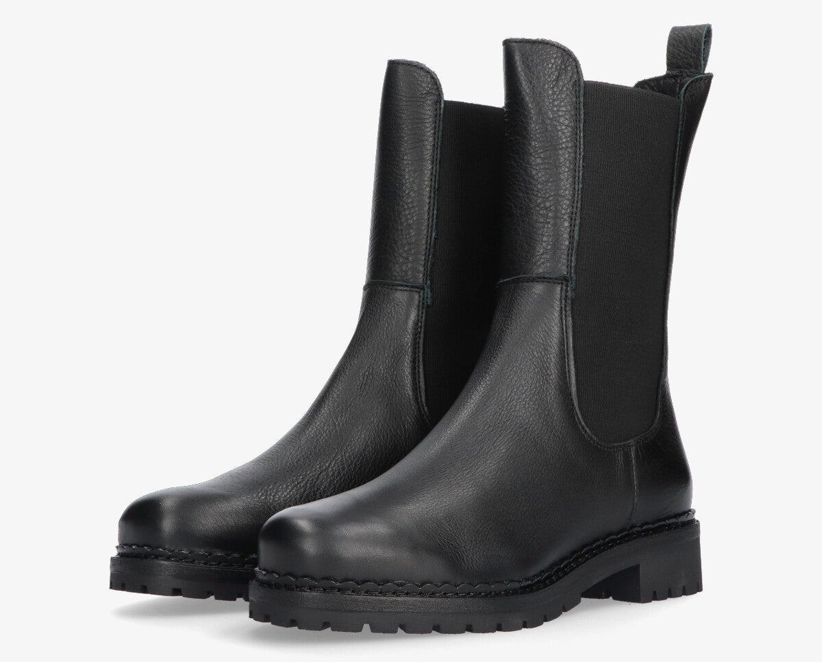 Julie 608-a black leather high chelsea boot PRE-ORDER- black sole