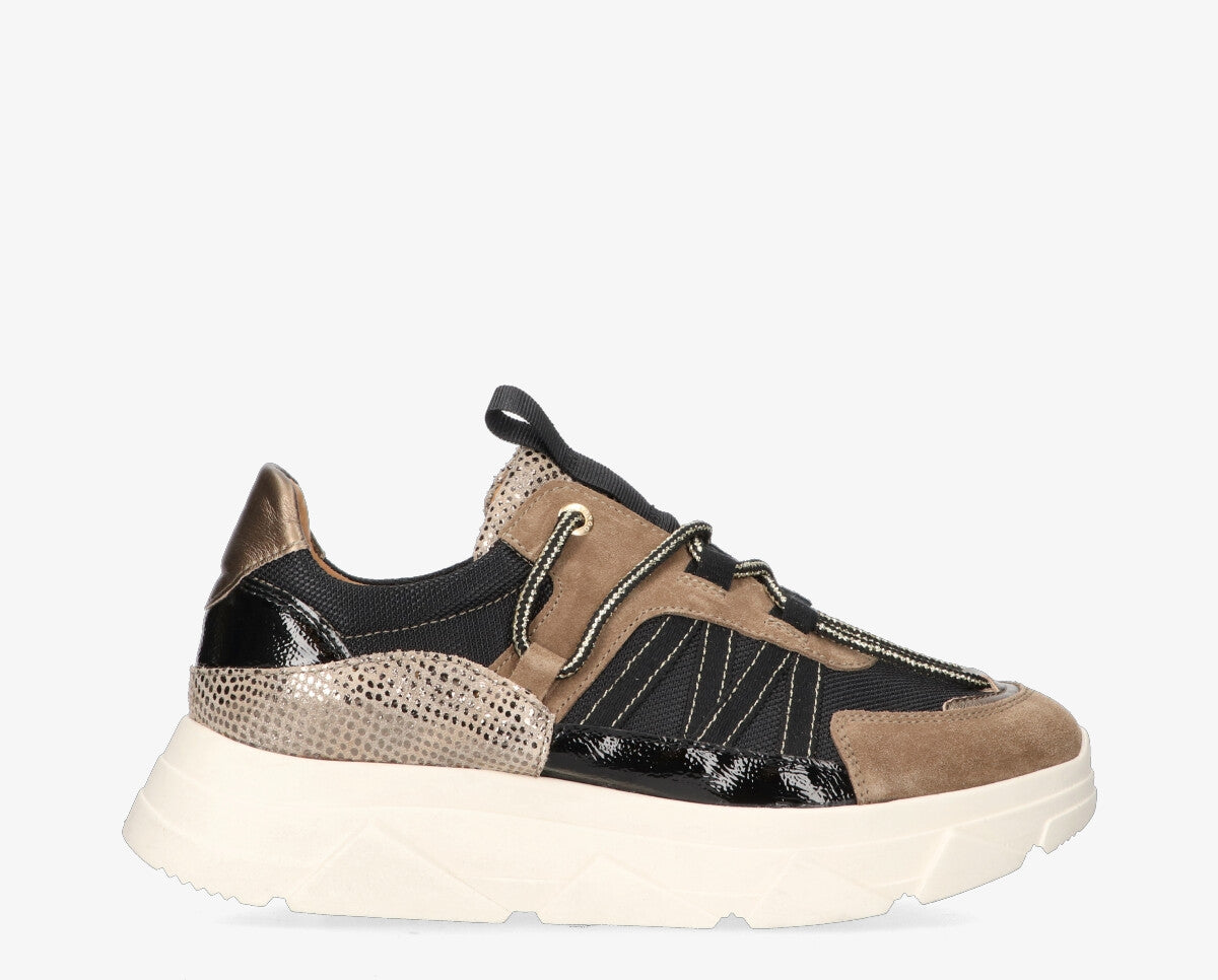 Kady fat 429-L taupe/zwart sneaker - off white sole