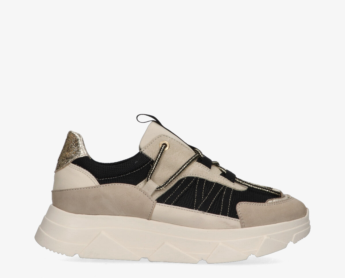 Kady fat 429-q zwart/beige  sneaker - off white sole