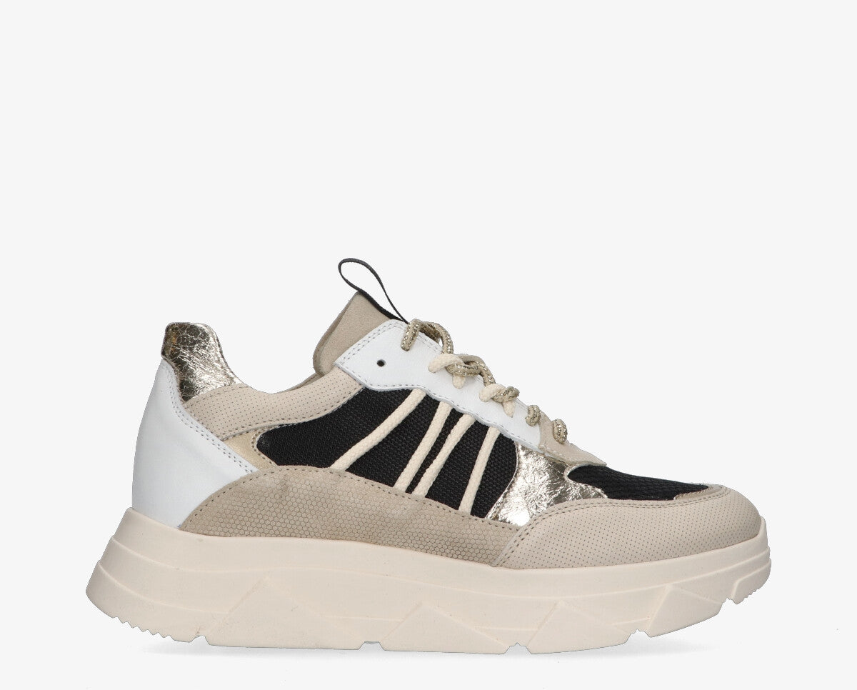 Kady fat 435-a beige/zwart sneaker - off white sole