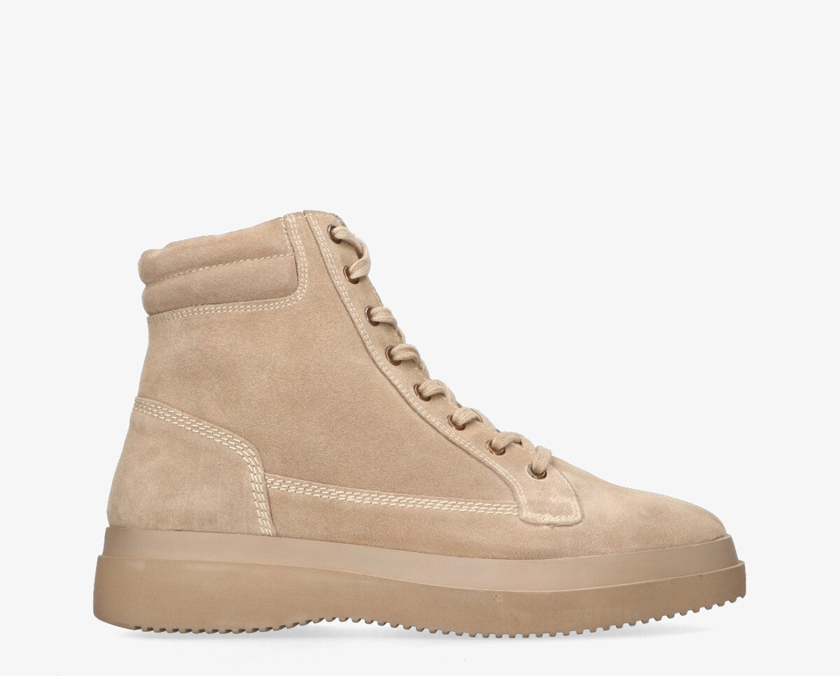 Marien 1-b Beige laced boot - rubber sole