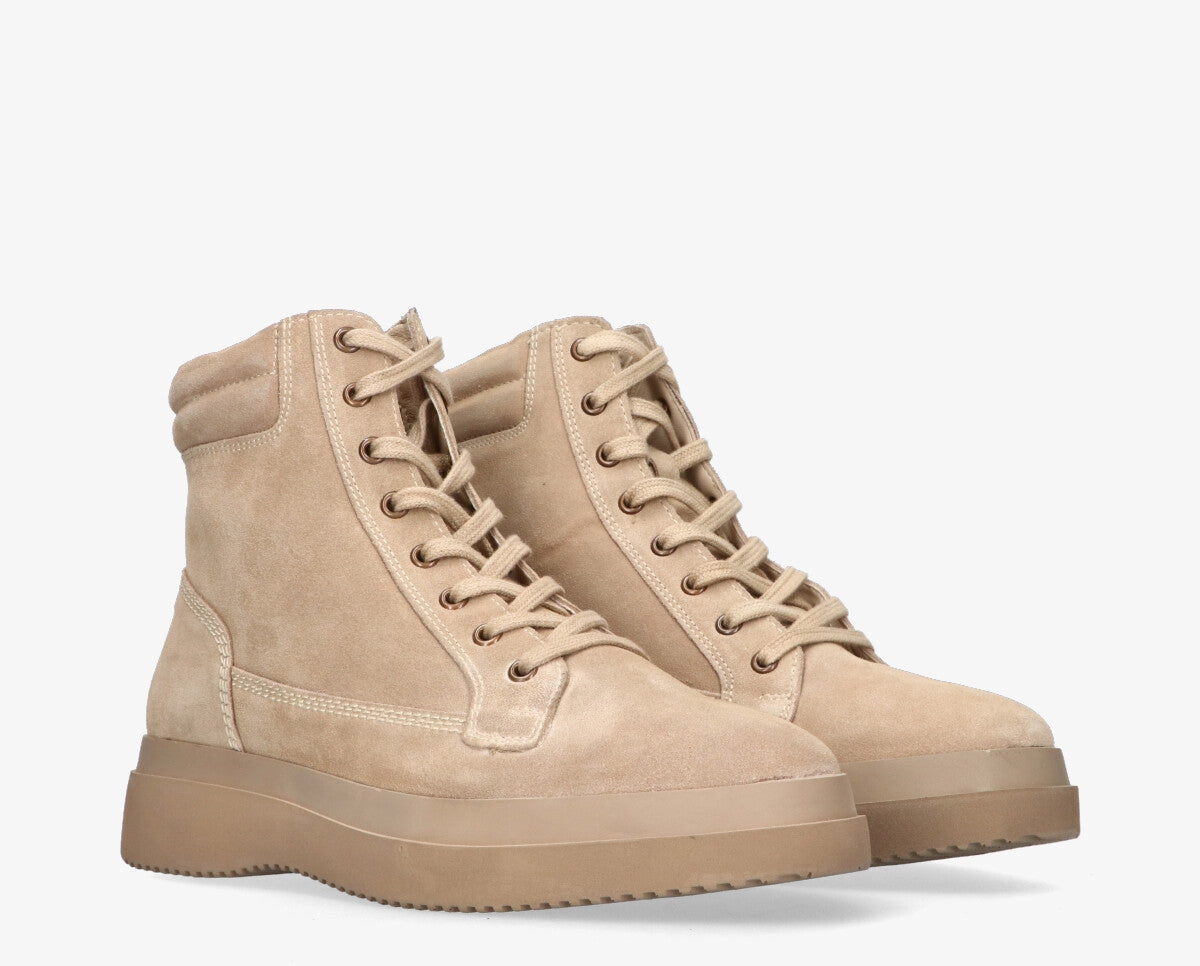 Marien 1-b Beige laced boot - rubber sole