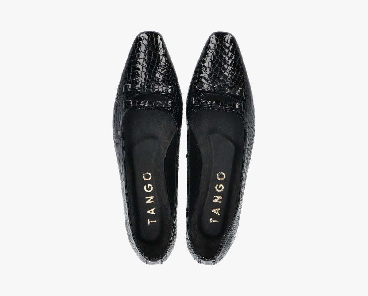 S-Rea 2-o black patent bow ballerina - black sole