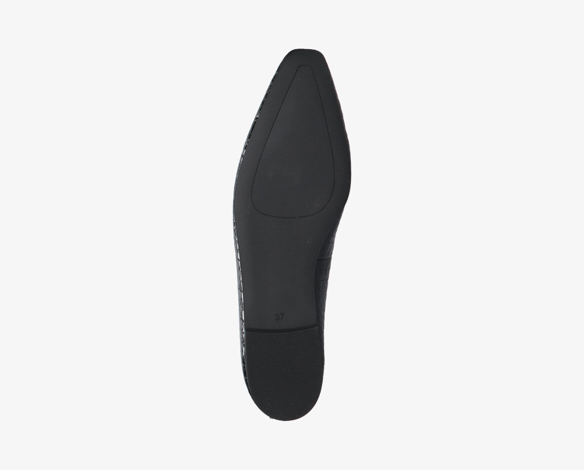 S-Rea 2-o black patent bow ballerina - black sole