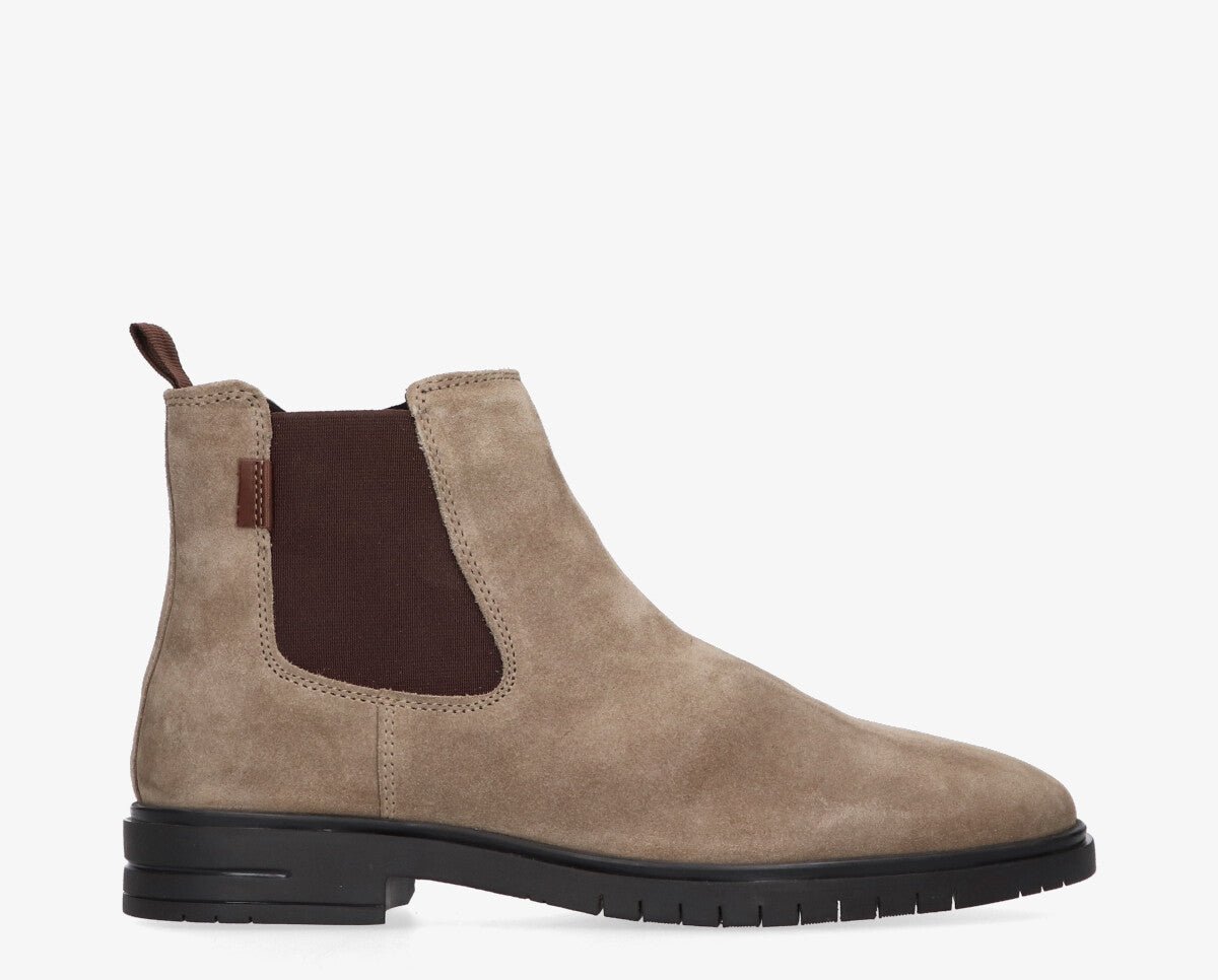 Thomas 1-b Taupe suede chelsea boot - black sole