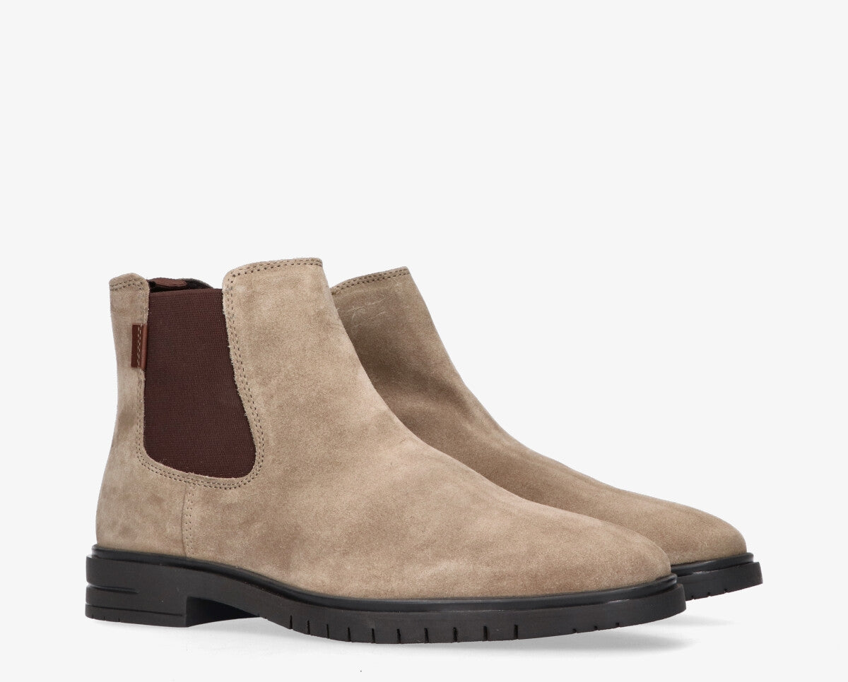 Thomas 1-b Taupe suede chelsea boot - black sole