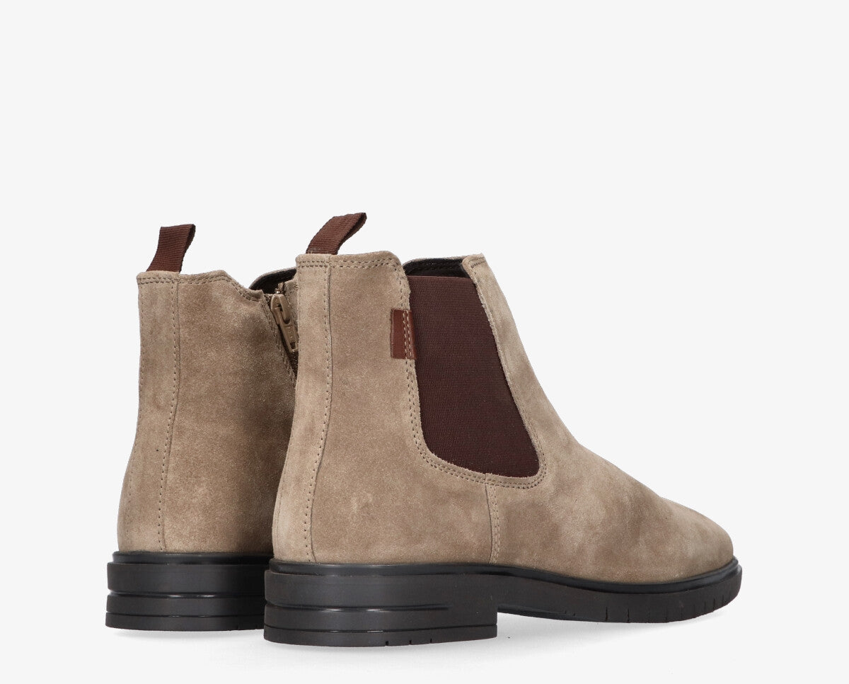 Thomas 1-b Taupe suede chelsea boot - black sole