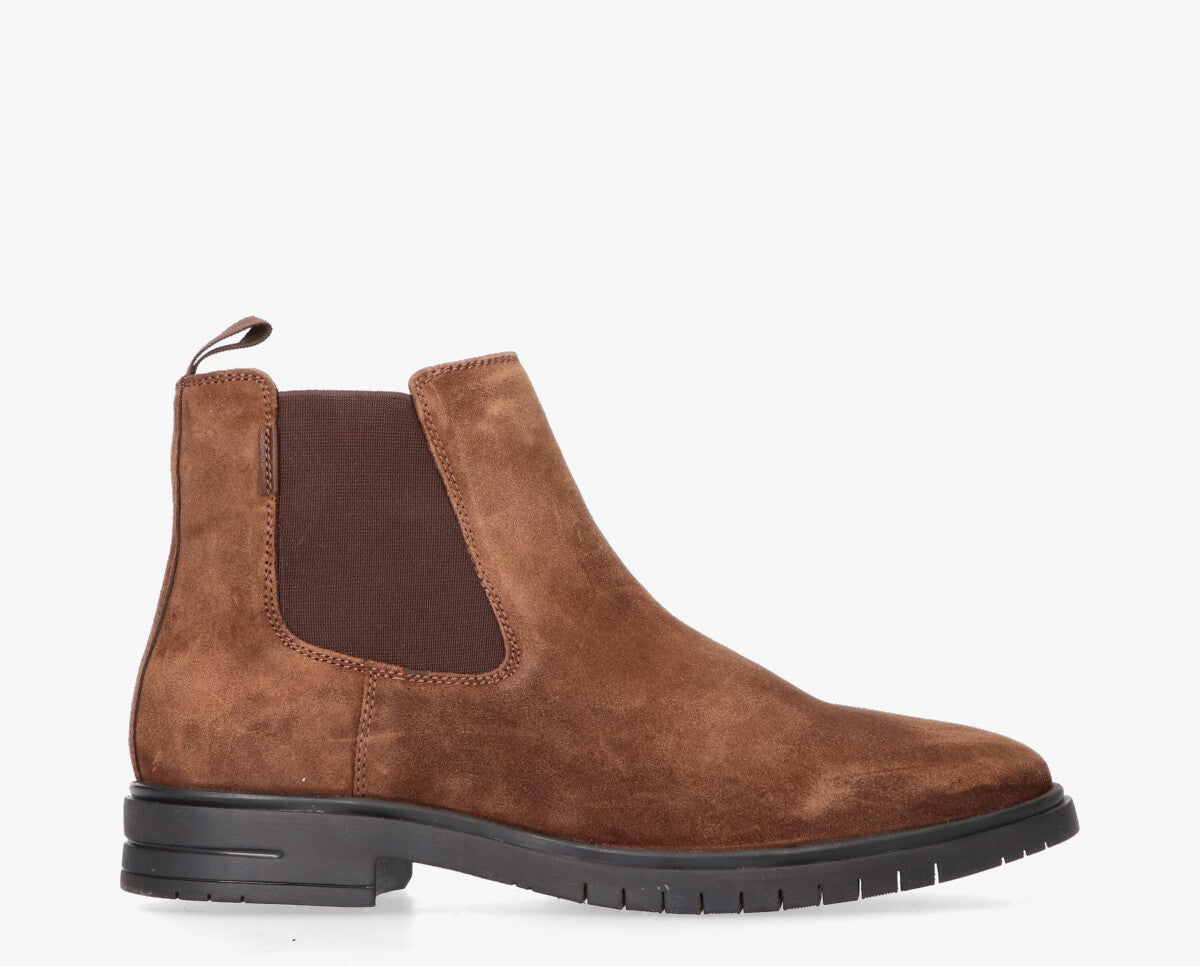 Thomas 1-c Brown suede chelsea boot - black sole