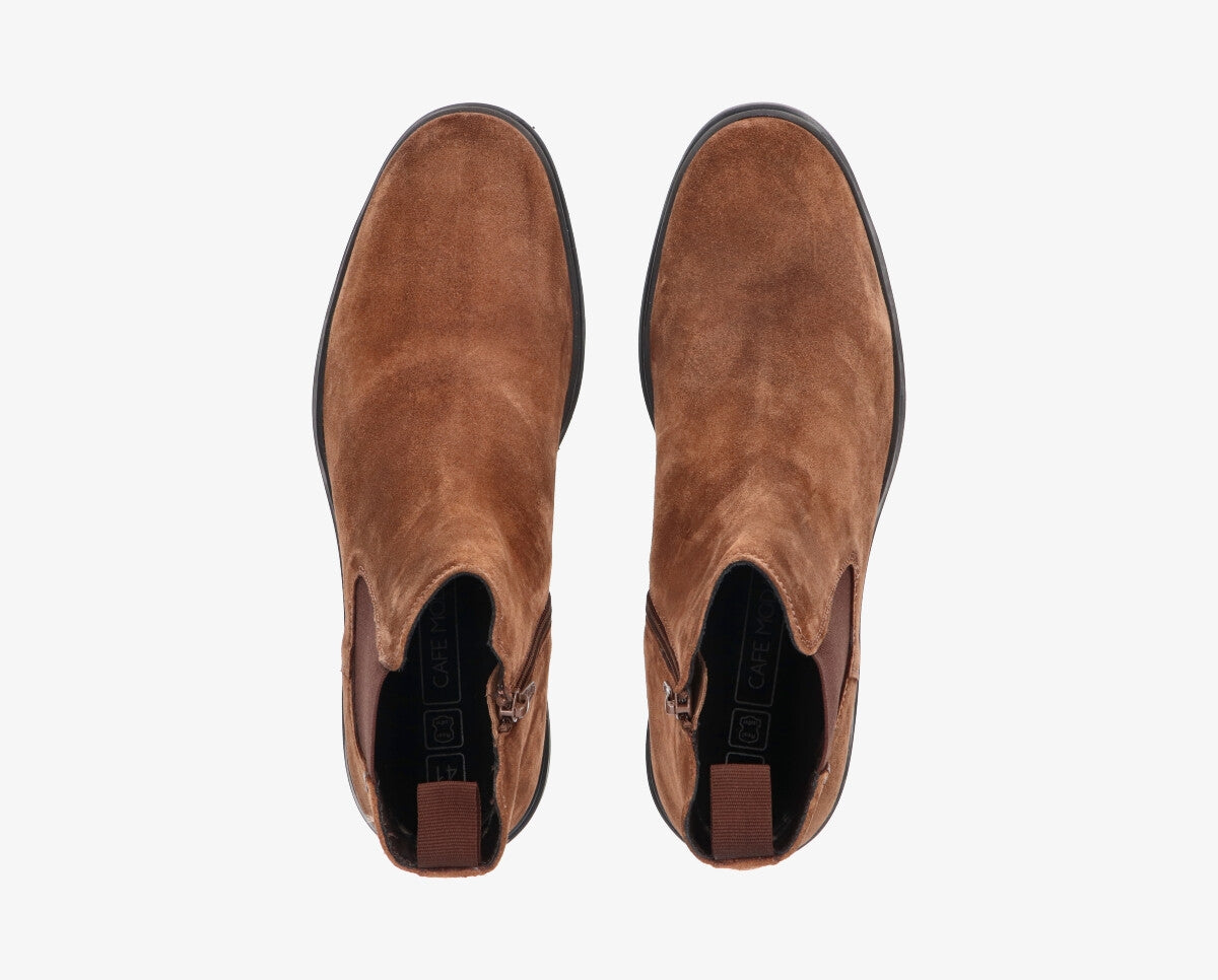 Thomas 1-c Brown suede chelsea boot - black sole