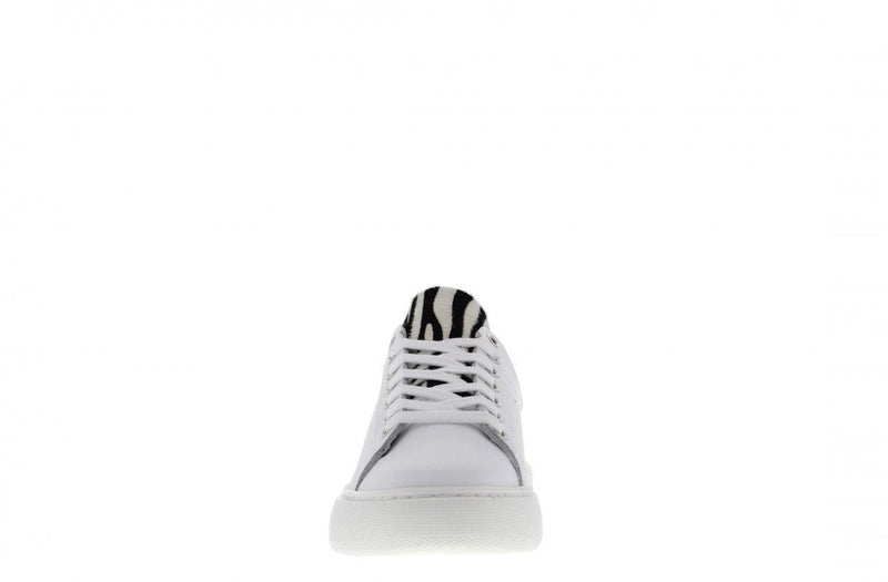 Ingeborg 1-cn white leather/zebra/silver eyelets - white outsole - Tango Shoes