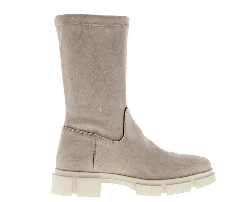 Romy 13-a beige low stretch boot - bone white sole - Tango Shoes