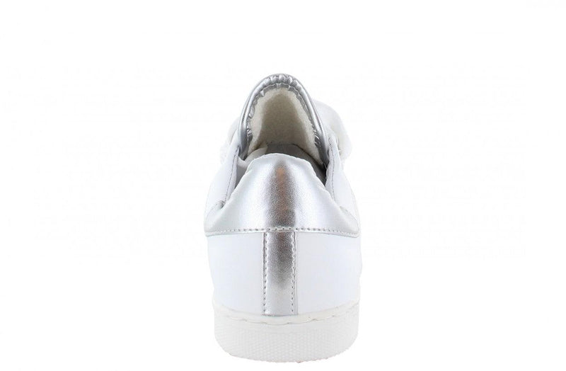 Anna kids 60-a white leather/satin laces/big rings - white sole - Tango Shoes